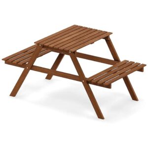 Compact Kids Picnic Table with Natural Wood and Lightweight Design