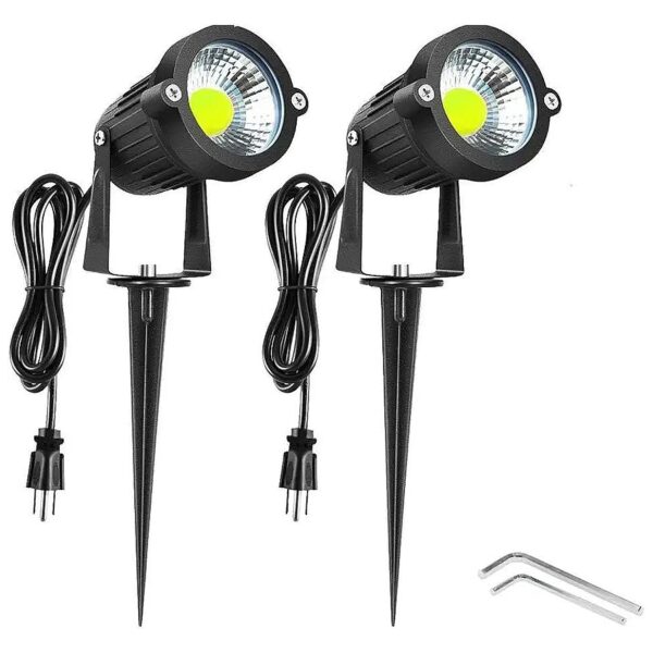 Compact LED Garden Path and Yard Lighting Lamp with COB LEDs and Spiked Stand for Lawn