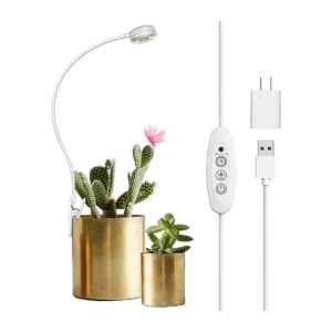 Compact White LED Plant Light for Indoor Growing with 5V Power and Timed Functions