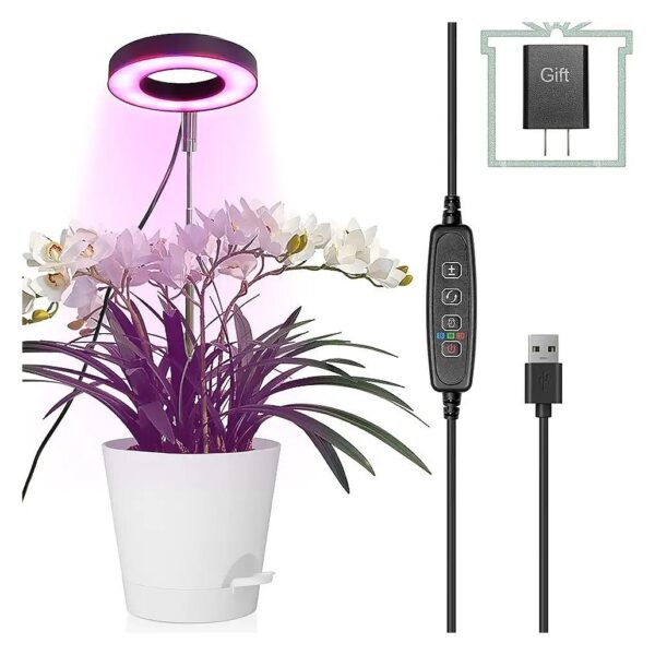 Compact and Portable LED Grow Light with Adjustable Brightness and Timer Function