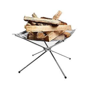 Compact and Portable Rootless Fire Pit with Stainless Steel Net and Folding Legs