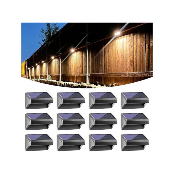 Complete 12-Pack Set of Solar Power Fence Lights for Outdoor