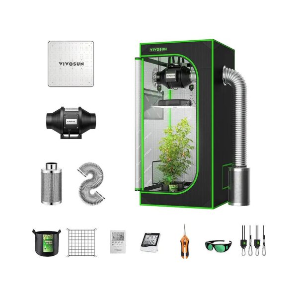 Complete 2x2 Grow Tent System with LED Grow Light, Fan, and Carbon Filter