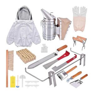 Complete Beekeeper Starter Kit with Bee Hive Inspection and Honey Uncapping Tools