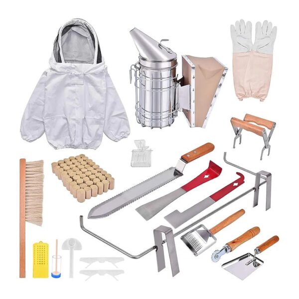 Complete Beekeeper Starter Kit with Bee Hive Inspection and Honey Uncapping Tools