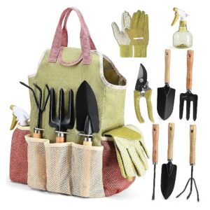 Complete Garden Tool Kit with Bag, Gloves, and Spray Bottle for Women and Men