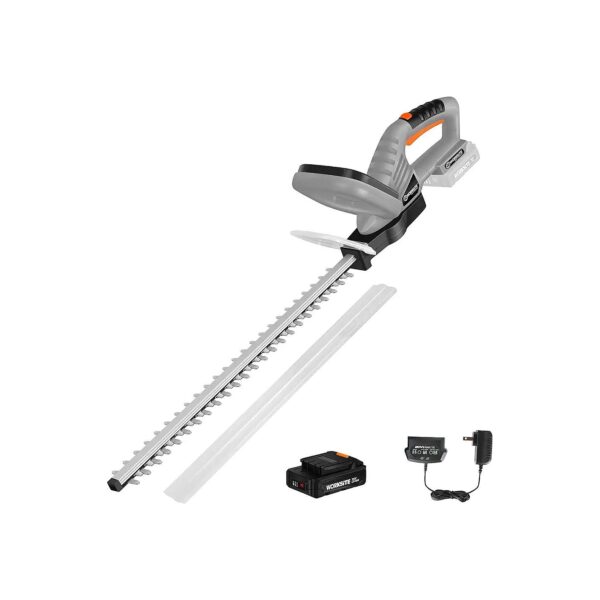 Complete Package - 20V Hedge Trimmer, 0Ah Battery, Fast Charger, and Blade Cover Included