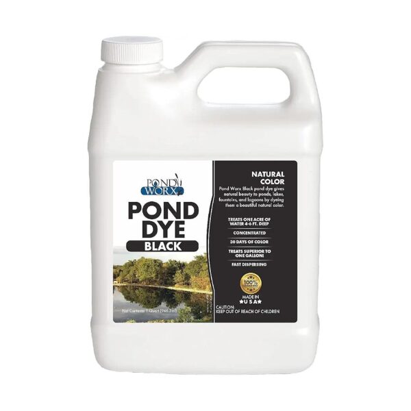 Concentrated Black Pond Dye - 4X - Liquid Pond Colorant - Treats up to 1 Acre - 1 Quart