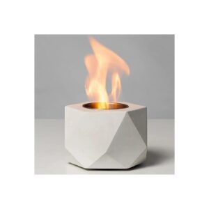 Concrete Tabletop Fireplace with Portable Rubbing Alcohol Burner for Indoor Outdoor Decor