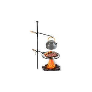 Cooking Equipment for Fire Pit with 4 Inch Fire Grate and Hanger Rod for Outdoor Cooking