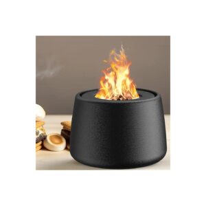 Cool Black Ceramic Mini Round Tabletop Fire Pit for Home Use with Safety Cover