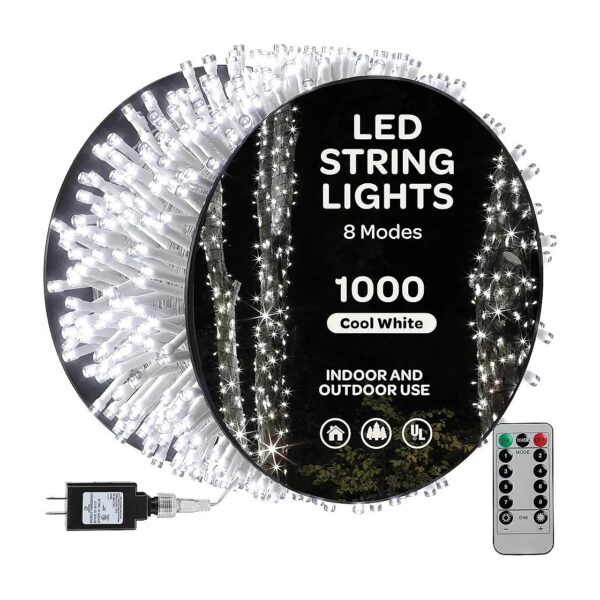 Cool White LED Christmas String Lights 400ft Super Long with 8 Modes and Timer