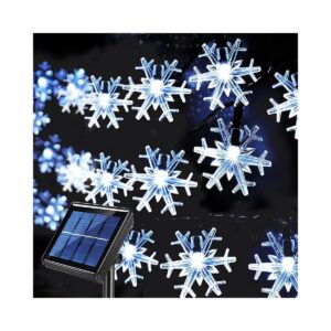 Cool White Solar Snowflake Strings 55ft Long Waterproof LED Lights Outdoor