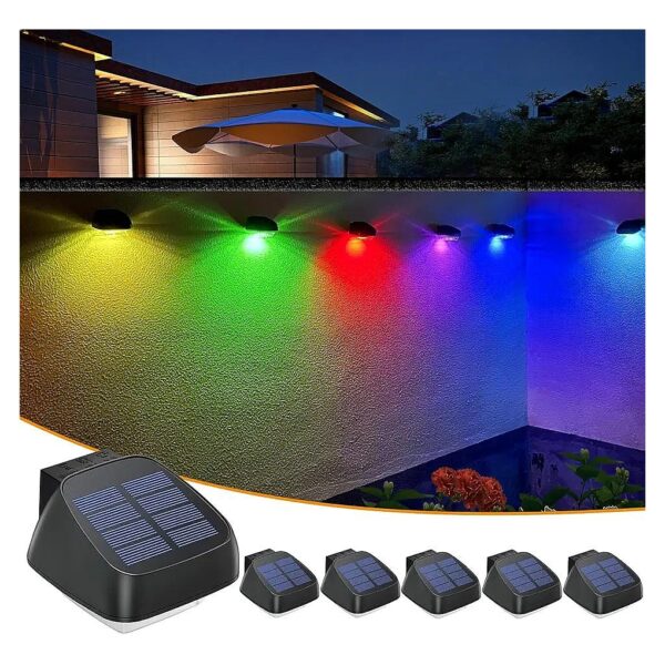 Cool White and RGB Solid Color Changing Solar Deck Lights for Outside Garden Decor