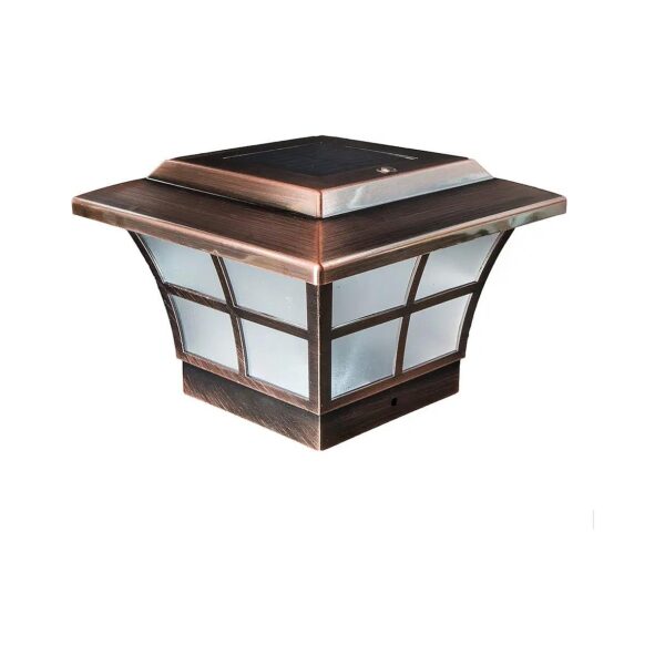 Copper Plated Solar Post Cap with 4" x 4" Prestige and Brilliant White Light