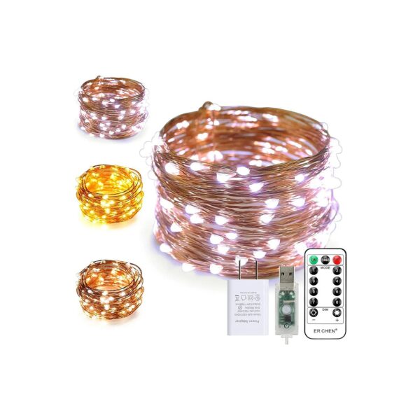 Copper Wire LED String Lights with Remote Control and Dimmable Feature