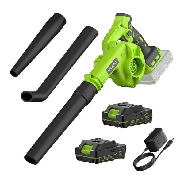 Cordless 20V Electric Leaf Blower with 2 Batteries for Efficient Lawn Care