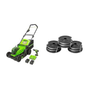 Cordless Lawn Mower with Dual Line Trimmer Spools for Efficient Yard Maintenance