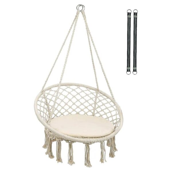 Cotton Rope Macrame Hammock Chair for Adults Indoor and Outdoor Use