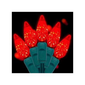 Count UL Listed C6 LED Red Christmas Lights for Art Deco Patio and Garden Lighting