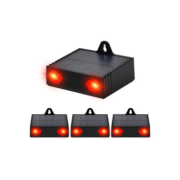 Coyote Repellent System with Red Strobe Lights for Humanely Scaring Away Nocturnal Pests