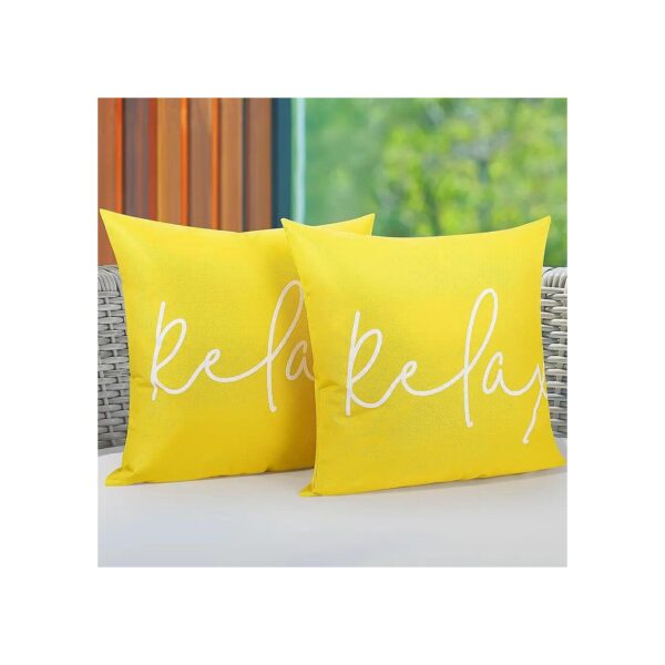 Cozy Waterproof Yellow Throw Pillow Covers Relaxed Printing Outdoor Square Cushion Covers