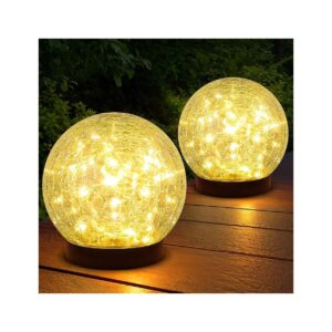 Cracked Glass Solar Lights for Garden Yard Patio Lawn with Warm White Glow