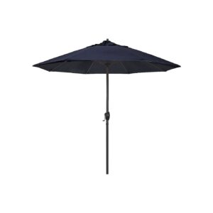 Crank Lift and Auto Tilt Aluminum Patio Umbrella with Navy Sunbrella Canopy