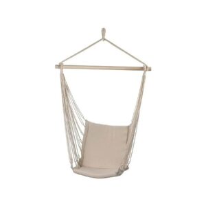 Cream-Colored Cotton Padded Swing Chair with 52"L x 38"W Dimensions and Sturdy Frame