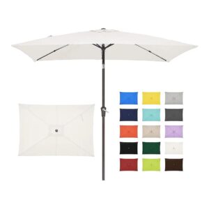 Cream-White 5x10 ft Outdoor Umbrella with Multi-Function Design and UV Protection