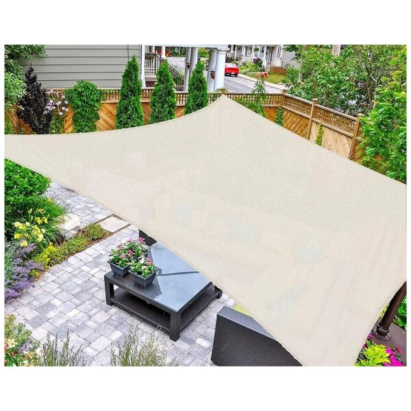 Cream-White UV-Blocking Rectangle Patio Shade Sail for Backyard Outdoor Seating