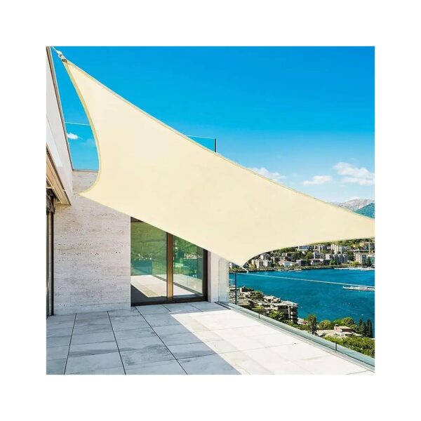 Create a Cool Outdoor Space Rectangle Patio Shade Sail Canopy 7x13 Feet Cream HDPE Fabric