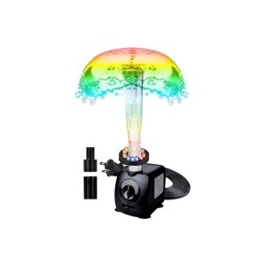 Crystal Water Pump with 12 Colors LED Fountain Ring for Aquariums and Ponds