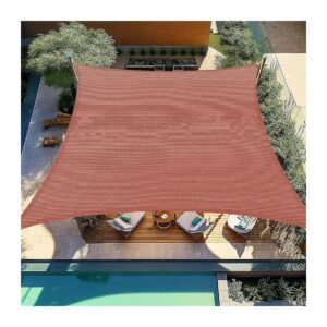 Curved Rectangle Sun Shade Sail 8x12 Rust Red HDPE Backyard Shade Sail