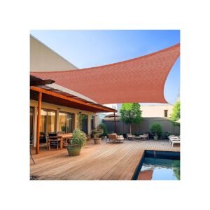 Curved Rectangular Rust Red Shade Sail for Patio Deck Yard Backyard