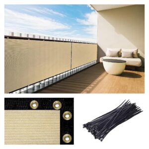 Customizable 3x10 Foot Beige Balcony Screen with Cable Zip Ties Included