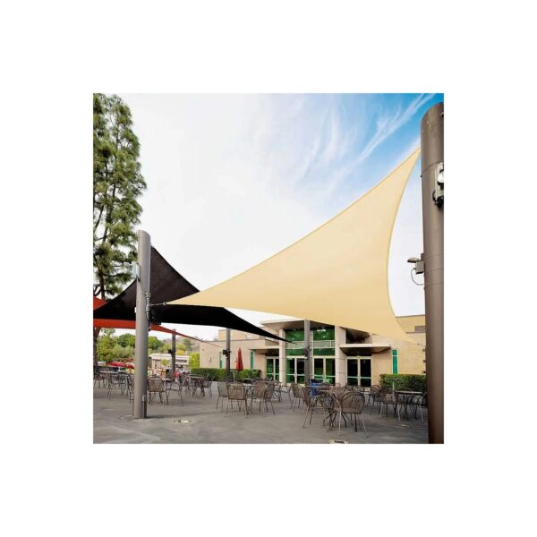 Customizable Size Beige Sun Shade Sail with Stainless D Rings and Heavy Duty Edges