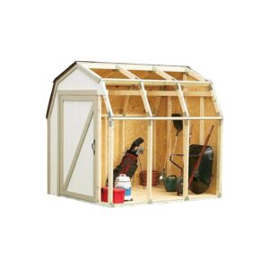 Customizable Wood Shed Kit with Brown Barn Roof and Steel Brackets