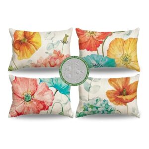 Cut and Sewn Hydrangea Lotus Floral Waterproof Pillow Covers 12x20 for Outdoor Use