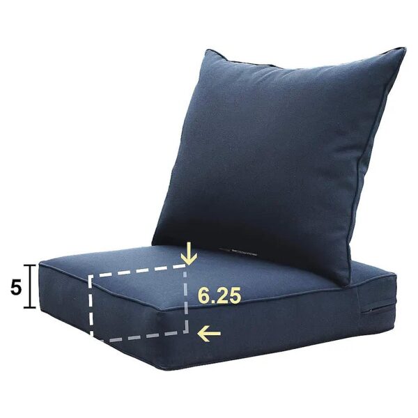 Dark Blue 24x24 Deep Seat Patio Furniture Replacement Cushions Set with Polyester Fabric