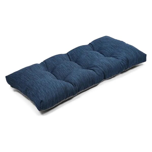 Dark Blue 40 Inch Rectangle Bench Cushion with Ties for Indoor Outdoor Use