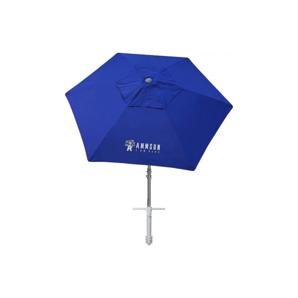 Dark Blue 8ft Commercial Grade Beach Umbrella with Sand Anchor Adjustable Height Air Vent