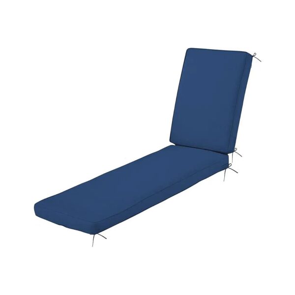 Dark Blue Olefin Patio Lounge Chaise Cushion with Adjustable Straps and Invisible Zipper