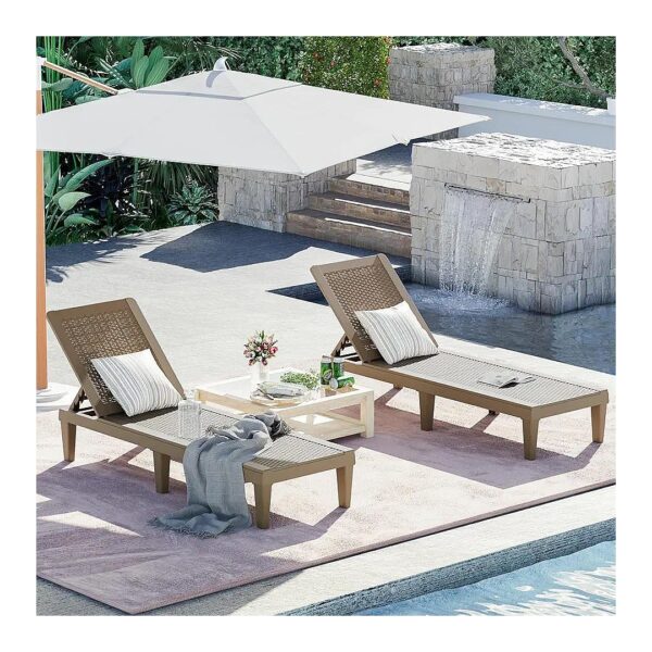 Dark Brown Rectangular-Shaped Outdoor Lounge Chairs Set of 2