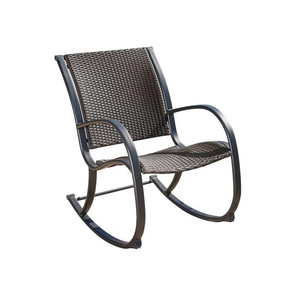 Dark Brown Ridged Rocking Chair with Curved Seat and Rocking Legs