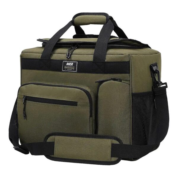 Dark Green 30L Insulated Cooler Bag with 45-Can Capacity and Collapsible Design