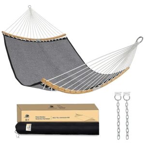 Dark Grey Double Hammock with Weather-Resistant Olefin Fabric and 450 Pound Capacity