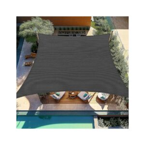 Dark Grey HDPE Rectangular Curved Canopy Patio Sun Shade Sail 12x16