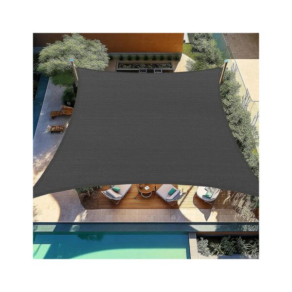 Dark Grey HDPE Rectangular Curved Canopy Patio Sun Shade Sail 12x16