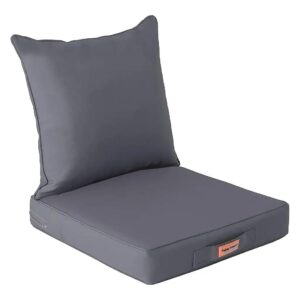 Dark Grey Waterproof Patio Chair Cushion Set with Adjustable Handles and Anti-Slip Straps